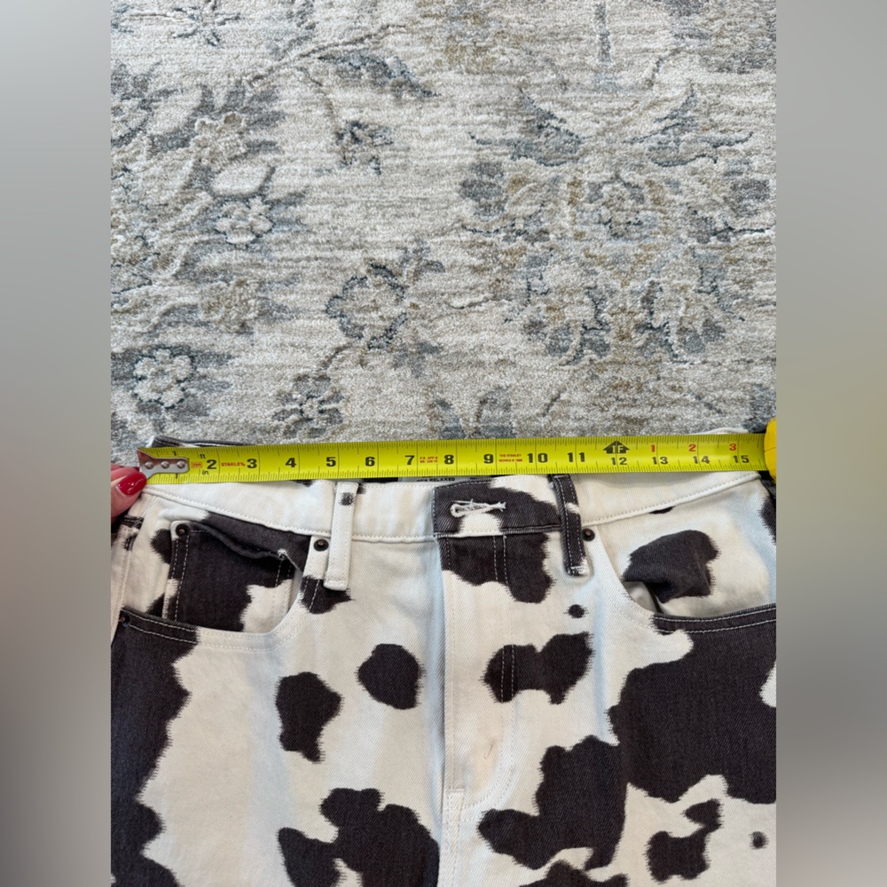 Abercrombie & Fitch High Rise 90's Relaxed Pants Cow Print Black/Brown and Cream - Picture 6 of 7